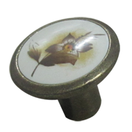 Cabinet Knob - Brown Flower/ Antique Br