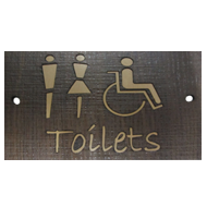 TOILETS Signage - 6X9 Inch - Dark Wood
