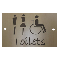 TOILETS Signage - 6X9 Inch - Light Wood