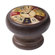 Coloured Clock Walnut Colour Wood Knob
