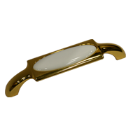 White Ceramic Cabinet Handle - Gold Fin