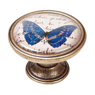 Blue Butterfly Cabinet Knob - Antique B