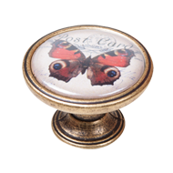 Red and Black Butterfly Cabinet Knob - 