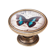 Black and Blue Butterfly Cabinet Knob -