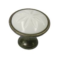 Cabinet Knob - 34mm - Tin Coloured & Wh
