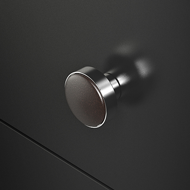 LEATHER cabinet knob - black & chrome F