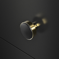 LEATHER cabinet knob - black & gold Fin