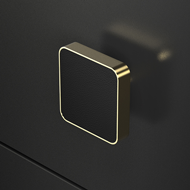 CUOIO cabinet knob - black / gold Finis