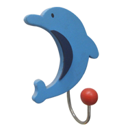 Dolphin Hook - 1 Peg - Wood/Metal - Mul