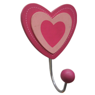 Heart Hook - 1 Peg - Wood/Metal - Multi