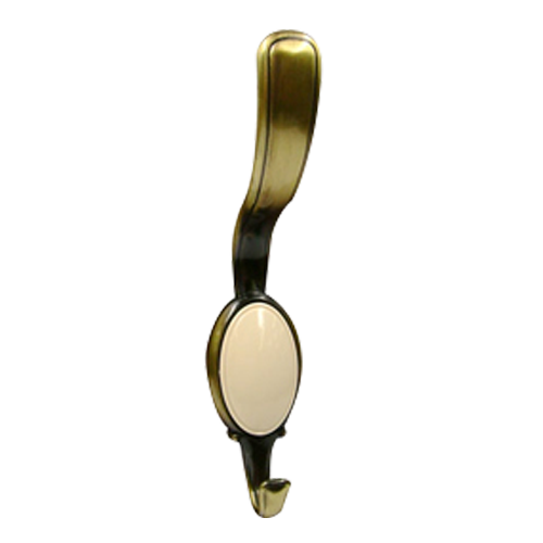 Single Hook - Beige & Antique Brass Brushed Finish - 158mm