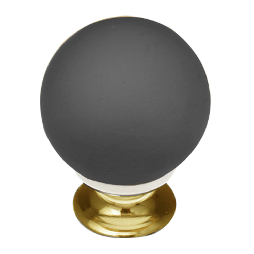 Sfera Pull Murano Glass Cabinet Knob On Brass Base Black Crystal