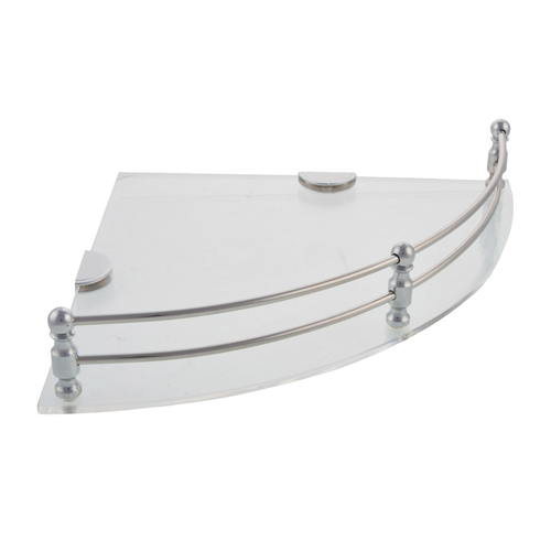 Buy Glass Corner Shelf 300X300 mm Chrome Plated Finish in India