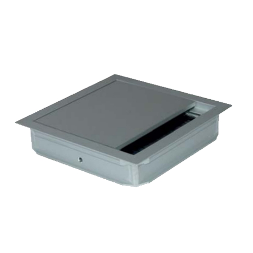 Cable outlet in aluminium with straight flap cover Black Brush Seal