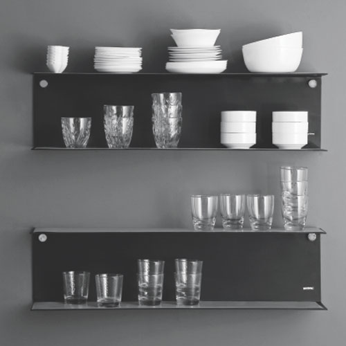 Buy Large Wall mounted shelf Black 900X245X185mm Aluminium Online
