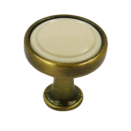 Cabinet Knob - 23mm - Antique Brushed with Beige Finish