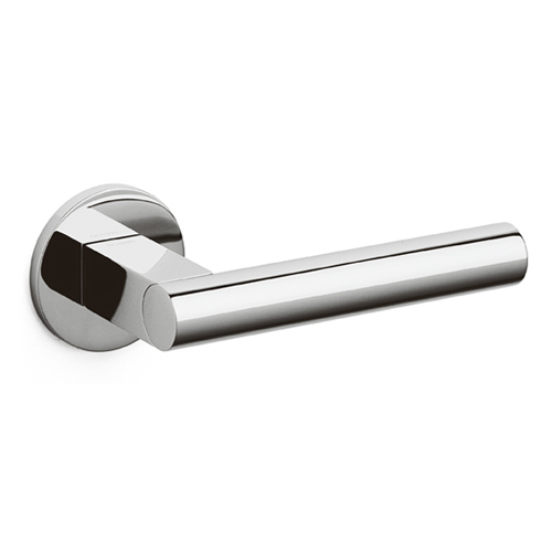 Buy Door Lever handle on rose Bright Chrome Finish Online in India