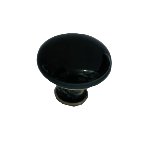 Buy Black Ceramic Knob with Antique Silver Base Online in India