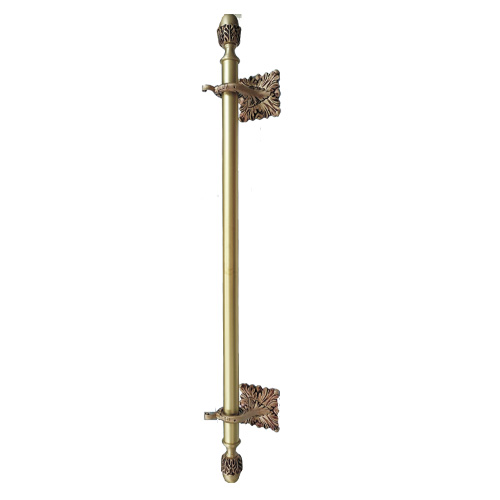 Brass Door Pull Handle Engraved Sq Base - Antique Finish - Size 900mm