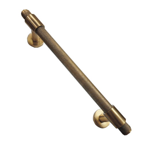 Brass Door Pull Handle - Knurling - Antique Brass Finish - Size - 24"x18mm