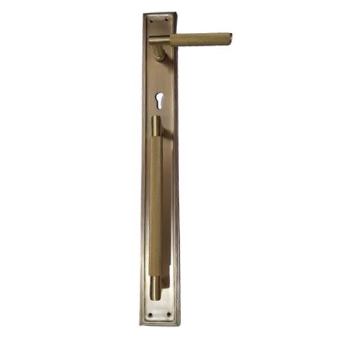 Standard Knurling Brass Door Handle on Plate - 24" - SB Finish