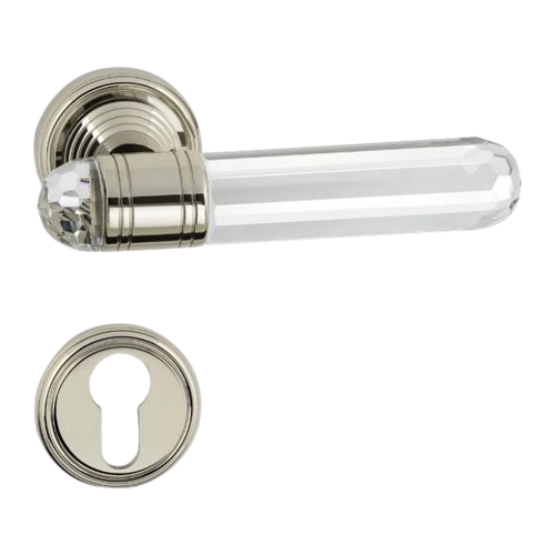 Diamante Door Lever Handle - Scratched bronze Finish