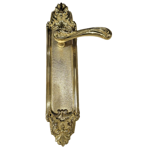 Venezia Door Lever Handle on Montpellier Plate - Polished Brass Finish