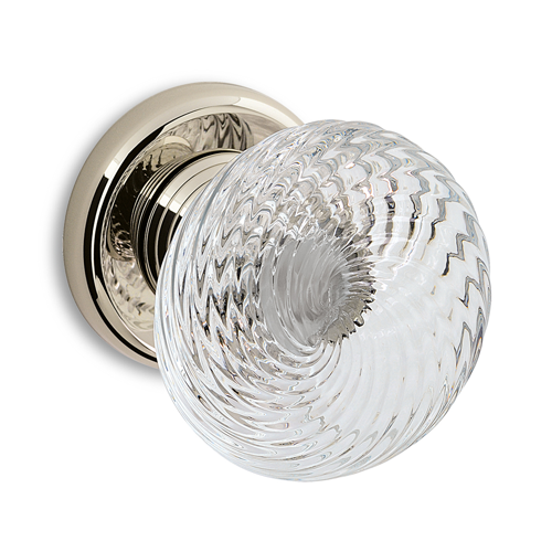 ARUM Crystal Door Knob with Rose - Polished Nickle Finish