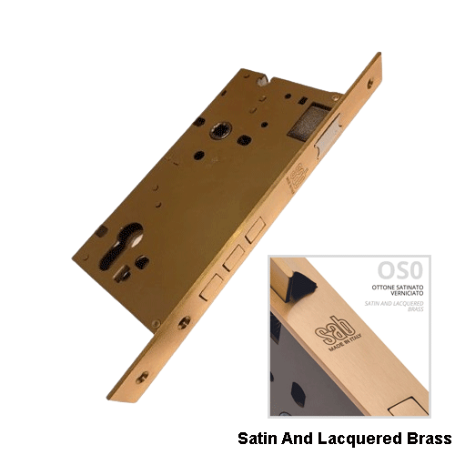 Mortise Magnetic Lock Body - 85x60mm - Satin  And Lacquered Brass Finish (Series300)