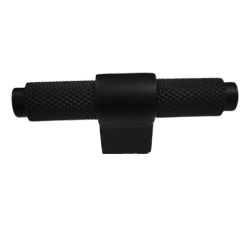 Diamond Knurling T Cabinet Knob - 75mm - Matt Black Finish