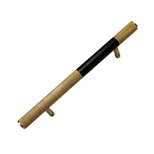 Knurling Brass Door Handle - Black Finish - Size 460mm