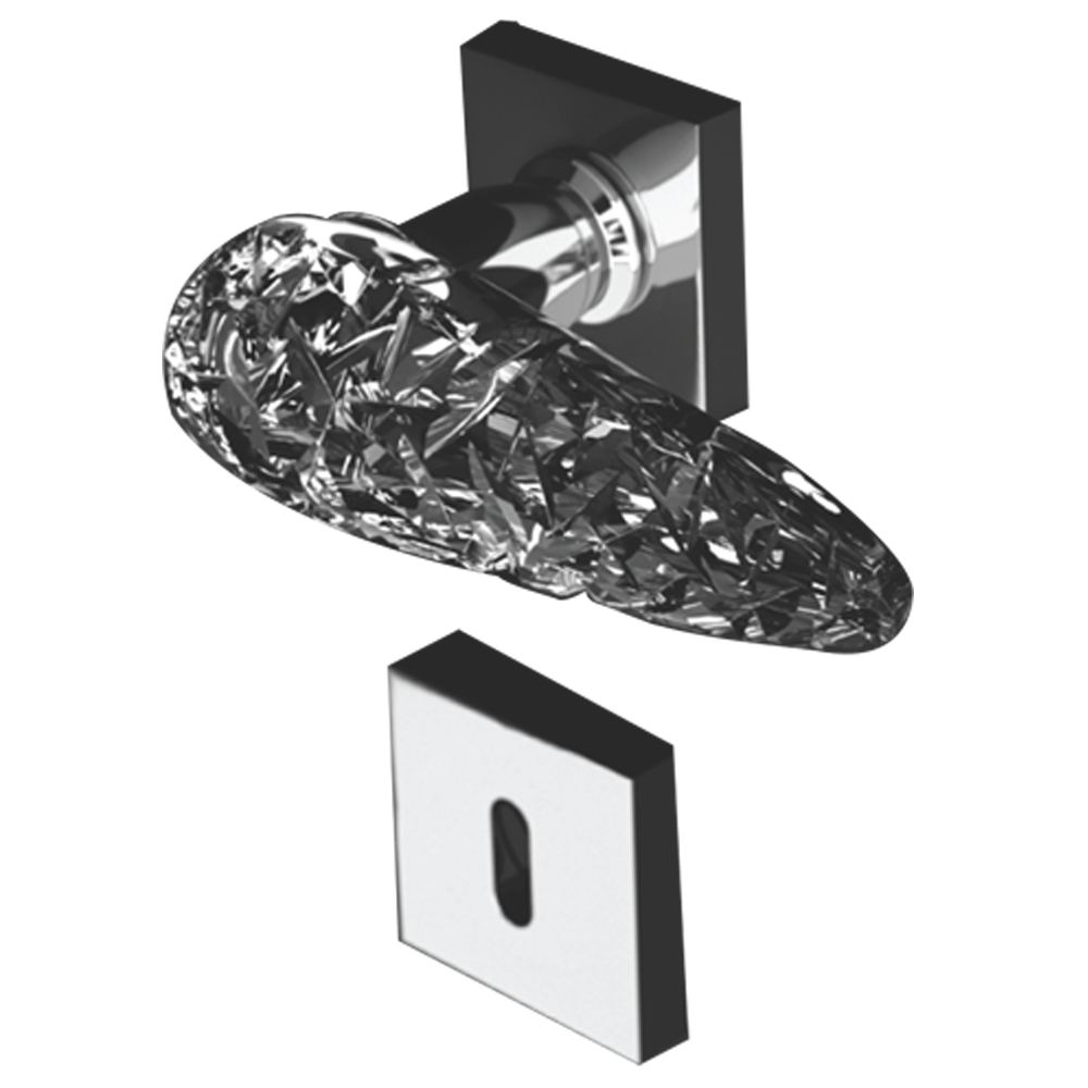ICE HOME Crystal Door Lever Handle Without Key Hole - Quartz/Black Matt Finish