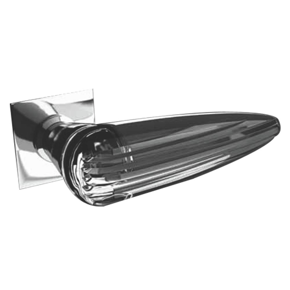 OKA Home Crystal Lever Handle without Key Hole - Black/Black Mat Finish