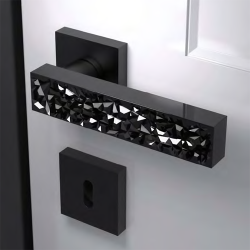 KYMI ICE Crystal Door Lever handle - Black/black Matt Finish