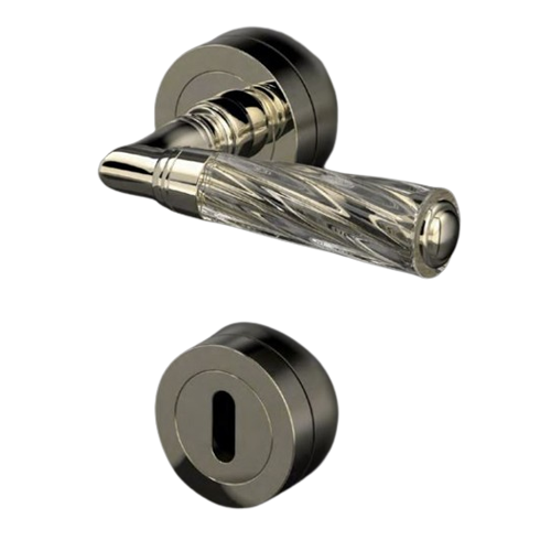 ELKA Torciglione Door Lever Handle without Key Hole - Clear/Black Mat Finish