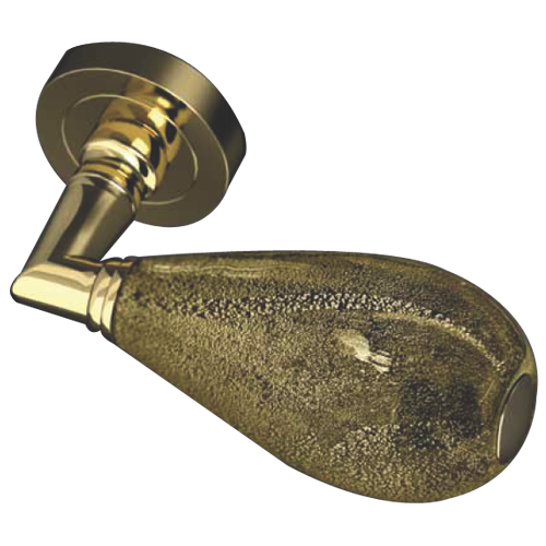 GOCCIA Murano Glass Door Lever Handle Without Key Hole - Black-Gold Leaf/Black Mat Finish