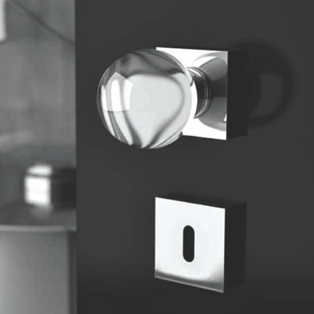 SFERA HOME Crystal Door Knob Without Key Hole - Black/Black Mat Finish