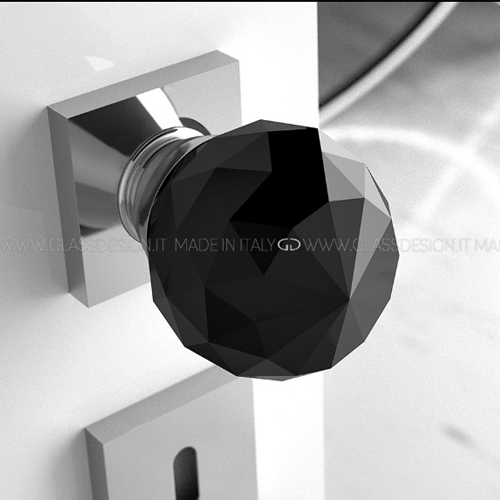 GEO Crystal Door Knob - 60mm - Black/Black Mat Finish