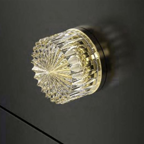 RAY Pull Crystal Knob - Clear/Polished Brass Finish