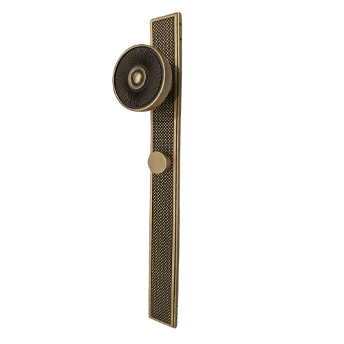 Brass Door Knob on Plate - Antique Brass Finish
