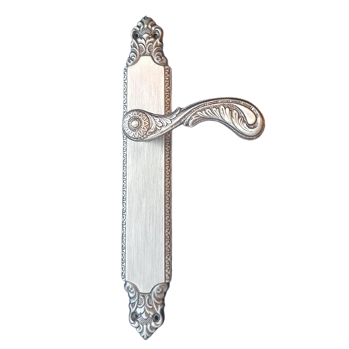 Door Lever Handle on Plate - Grey Finish