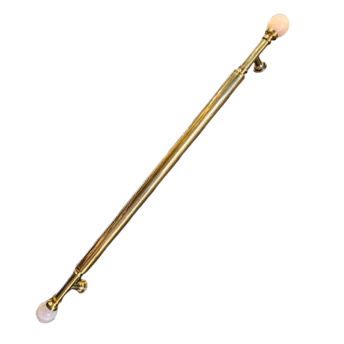 Brass Door Pull Handle - Size 36" - Gold TT with Pink Stone Finish