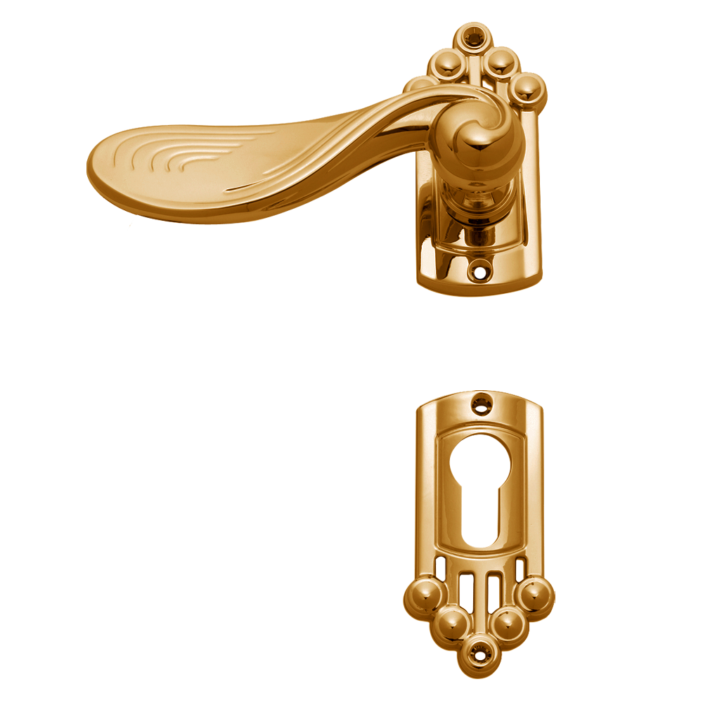Buy Door Lever Handle Polished Brass Finish Online in INDIA