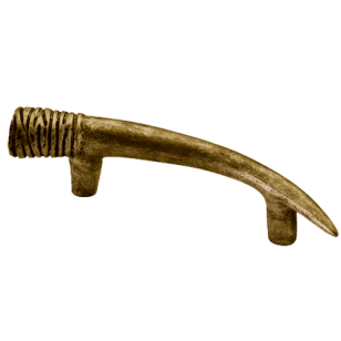 Impala Tusk Cabinet Handle in Right Antique Brass Finish from Siro