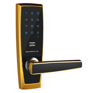 Code Door Lock - Intelligent Password Lock - Black with Gold Finish