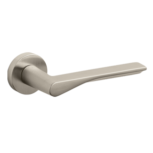 FIN Door Lever handle on rose - Brass - Super Satin Nickel Finish