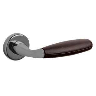 CLUB Door Handle - Brass - Satin Nickel with Dark Brown Colour