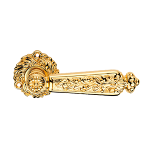 Epoca Door Lever Handle on Rose in Gold Plated Finish