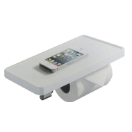 Roll holder with Shelf & Hooks - White