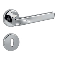 SAND Door Lever Handle on rose  - Chrom